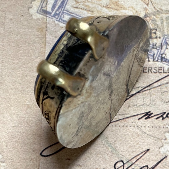 VINTAGE ARTISAN Etched Cobalt & Silver/Gold Pendant - Picture 4 of 6